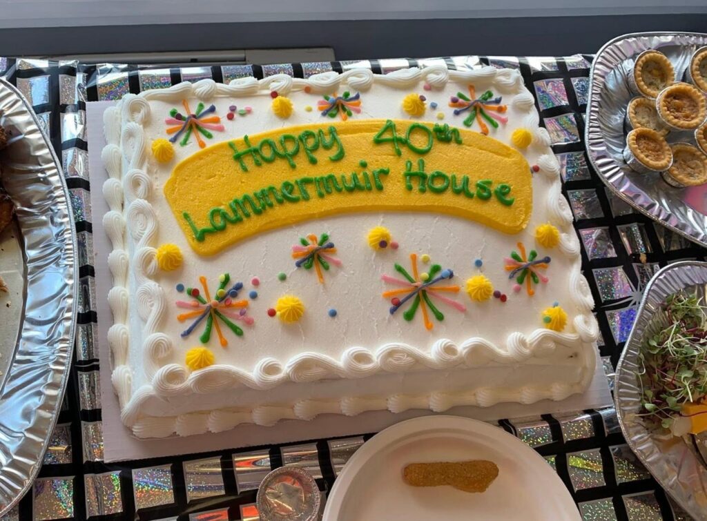 40th care home anniversary sheet cake