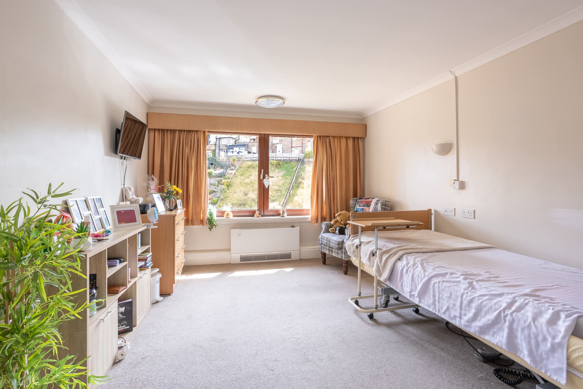 bright personalised bedroom in lammermuir house care home